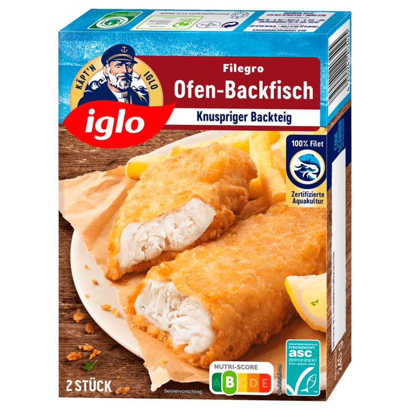 Iglo Filegro traditioneller Ofen-Backfisch 240g